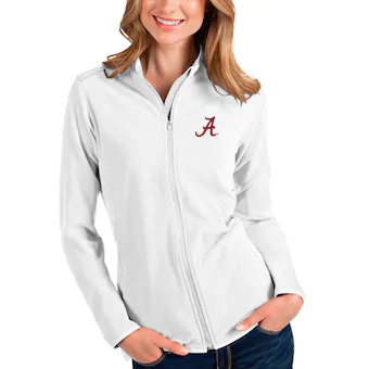 Alabama Crimson Tide Antigua Womens Glacier Full Zip Jacket White