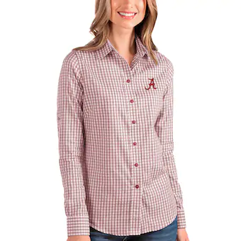Alabama Crimson Tide Antigua Womens Structure Button Up Shirt Crimson White