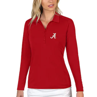 Alabama Crimson Tide Antigua Womens Tribute Long Sleeve Polo Crimson