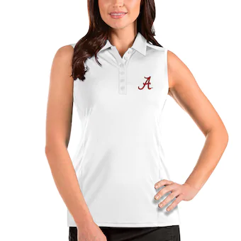 Alabama Crimson Tide Antigua Womens Tribute Sleeveless Polo White