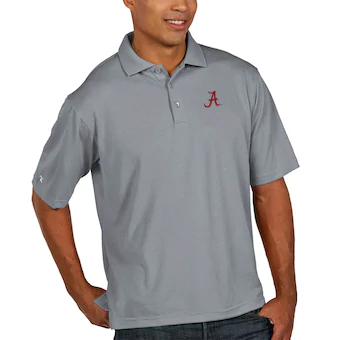 Alabama Crimson Tide Antigua Xtra Lite Big & Tall Polo Heather Gray