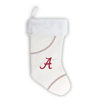 Alabama Crimson Tide Baseball Leather Holiday Stocking White