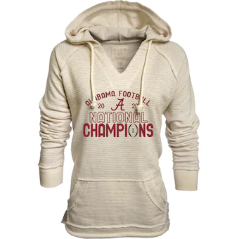 Alabama Crimson Tide Blue 84 Womens College Football Playoff 2020 National Champions French Terry Pullover Hoodie Cream