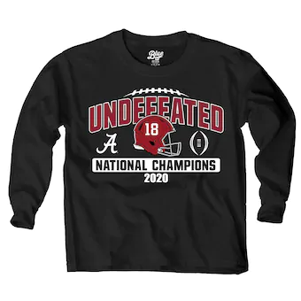 Alabama Crimson Tide T-Shirt - Youth/Kids - Undefeated National Champions 2020 - Football - Long Sleeve - Black