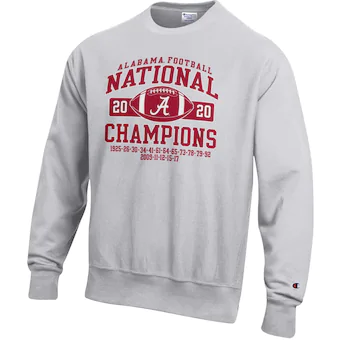 Alabama Crimson Tide Champion 18 Time Football National Champions Reverse Weave Crewneck Sweatshirt Gray