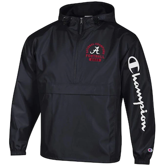 Alabama Crimson Tide Champion College Football Playoff 2020 National Champions Half Zip Packable Jacket Black