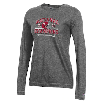 Alabama Crimson Tide Champion Womens College Football Playoff 2020 National Champions Long Sleeve T-Shirt Charcoal