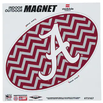 Alabama Crimson Tide Chevron 6 x 6 Oval Full Color Magnet