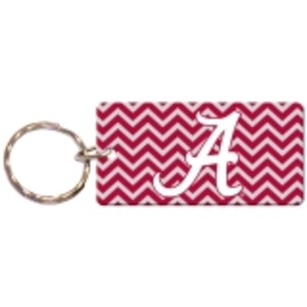 Alabama Crimson Tide Chevron Printed Acrylic Team Color Logo Keychain