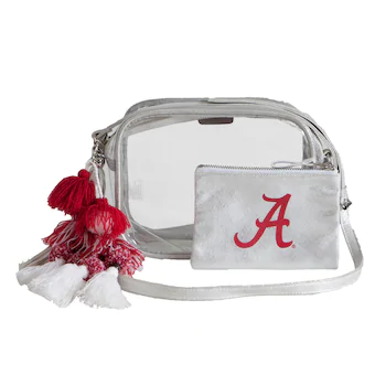 Alabama Crimson Tide Clear Poppy Tassel Bag Silver