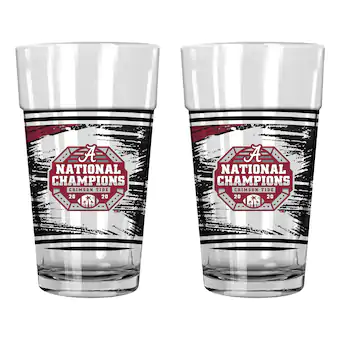 Alabama Crimson Tide College Football Playoff 2020 National Champions 2 Piece 15oz Pint Glass Set