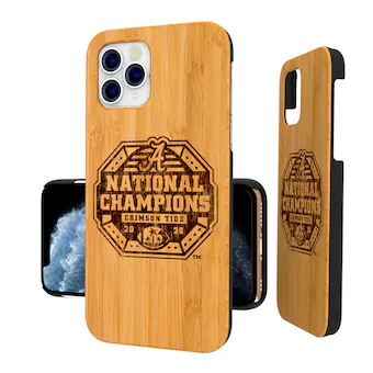 Alabama Crimson Tide College Football Playoff 2020 National Champions Burn Design iPhone Bamboo Case