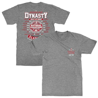 Alabama Crimson Tide T-Shirt - Weezabi - 2020 Perfect Season Dynasty Built By Bama National Champions - Football - Grey