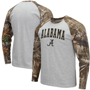 Alabama Crimson Tide T-Shirt - Colosseum Raglan/Baseball - Camo - Long Sleeve - Grey