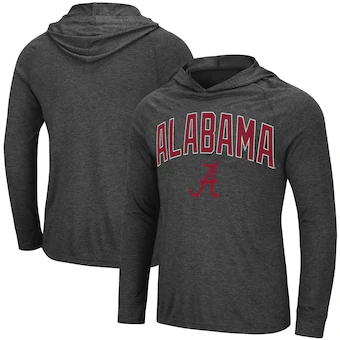 Alabama Crimson Tide T-Shirt - Colosseum - Hoodie - Raglan/Baseball - Long Sleeve - Grey