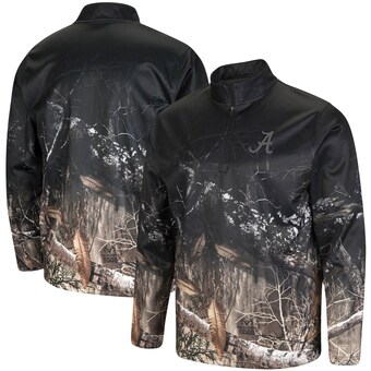 Alabama Crimson Tide Colosseum Creek Quarter Zip Jacket Black Realtree Camo