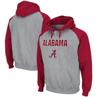 Alabama Crimson Tide Colosseum Everglades Raglan Pullover Hoodie Heathered Gray Crimson