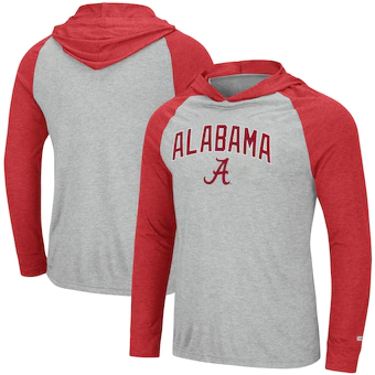 Alabama Crimson Tide Colosseum Flight Suit Raglan Long Sleeve Hoodie T-Shirt Heathered Gray Crimson