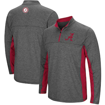 Alabama Crimson Tide Colosseum Milton Windshirt Quarter Zip Pullover Jacket Heathered Charcoal