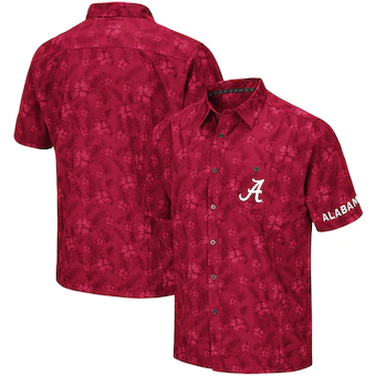 Alabama Crimson Tide Colosseum Molokai Camp Button Up Shirt Crimson