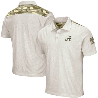 Alabama Crimson Tide Colosseum OHT Military Appreciation Desert Camo Polo Heathered Oatmeal