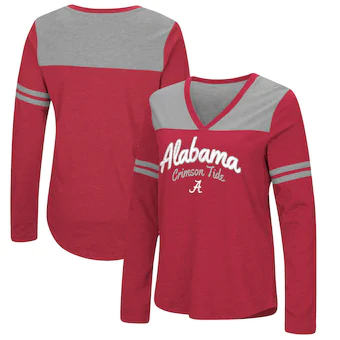 Alabama Crimson Tide T-Shirt - Colosseum - Ladies - V-Neck - Long Sleeve - Crimson