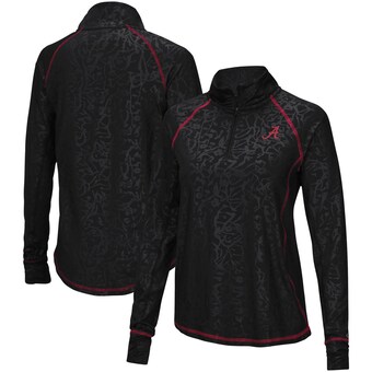 Alabama Crimson Tide Colosseum Womens Free Riding Textured Quarter Zip Pullover Jacket Black