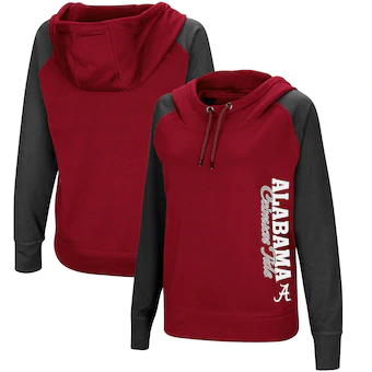 Alabama Crimson Tide Colosseum Womens Funnel Neck Mesh Sleeve Hoodie Crimson