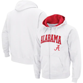 Alabama Crimson Tide Colosseum Wordmark Arch & Team Logo Full Zip Hoodie White