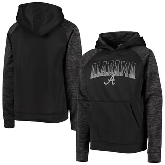 Alabama Crimson Tide Colosseum Youth Blackout Raglan Pullover Hoodie Black Heathered Charcoal