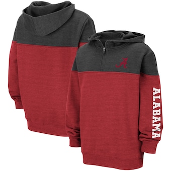 Alabama Crimson Tide Colosseum Youth Fleece Quarter Zip Pullover Hoodie Heathered Crimson