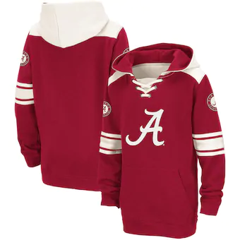 Alabama Crimson Tide Colosseum Youth Lace Up Striped Pullover Hoodie Crimson