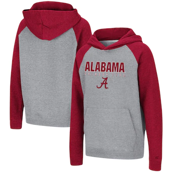 Alabama Crimson Tide Colosseum Youth Raglan Pullover Hoodie Heathered Gray