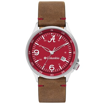 Alabama Crimson Tide Columbia Canyon Ridge 3 Hand Date Saddle Leather Watch