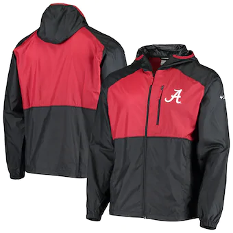 Alabama Crimson Tide Columbia Flash Forward Hoodie Full Zip Windbreaker Jacket Black Crimson