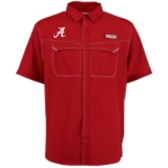Alabama Crimson Tide Columbia PFG Low Drag Offshore Omni Shade Button Up Shirt Crimson