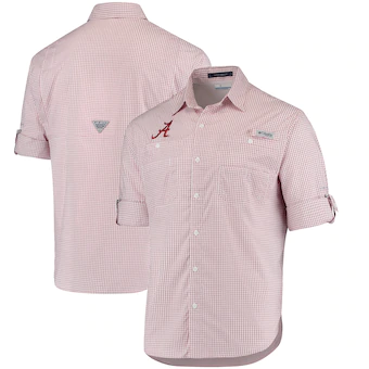 Alabama Crimson Tide Columbia Super Tamiami Long Sleeve Button Down Omni Shade Shirt Crimson