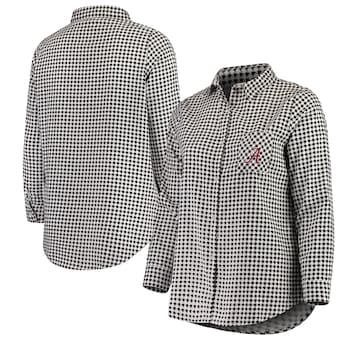 Alabama Crimson Tide Concepts Sport Womens Plus Size Forge Flannel Long Sleeve Button Up Shirt Houndstooth