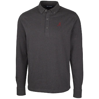 Alabama Crimson Tide Cutter & Buck Advantage Long Sleeve Polo Heather Black