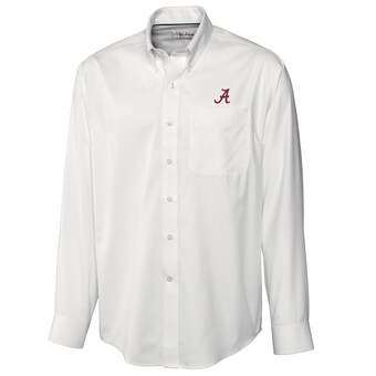 Alabama Crimson Tide Cutter & Buck Big & Tall Epic Easy Care Fine Twill Long Sleeve Button Down Shirt White