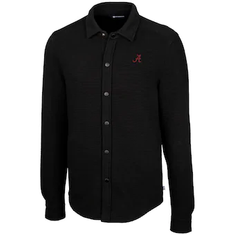 Alabama Crimson Tide Cutter & Buck Coastal Button Up Shirt Jacket Black