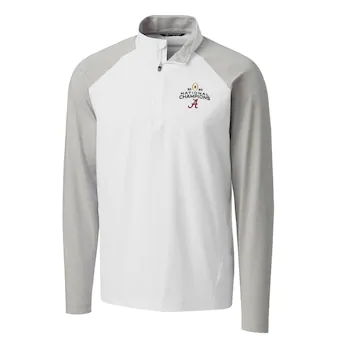 Alabama Crimson Tide Cutter & Buck College Football Playoff 2020 National Champions Response Hybrid Overknit Quarter Zip Jacket White