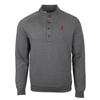 Alabama Crimson Tide Cutter & Buck Saturday Mock Pullover Sweatshirt Heather Charcoal