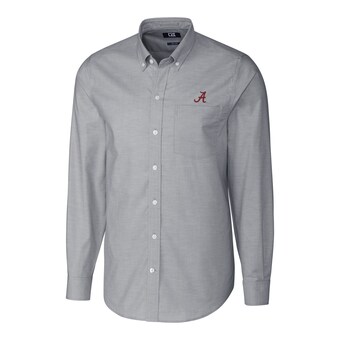 Alabama Crimson Tide Cutter & Buck Stretch Oxford Big & Tall Long Sleeve Button Down Shirt Charcoal