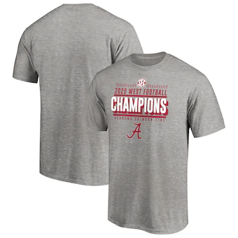 Alabama Crimson Tide T-Shirt - Fanatics Brand - 2020 SEC West Football Champions - Football - Grey
