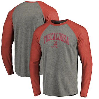Alabama Crimson Tide T-Shirt - Fanatics Brand - Tuscaloosa - Raglan/Baseball - Long Sleeve - Grey