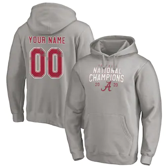 Alabama Crimson Tide Fanatics Branded College Football Playoff 2020 National Champions Custom Name & Number Pullover Hoodie Heather Gray