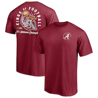 Alabama Crimson Tide T-Shirt - Fanatics Brand - Kings Of Football 18x National Champions - Football - Crimson
