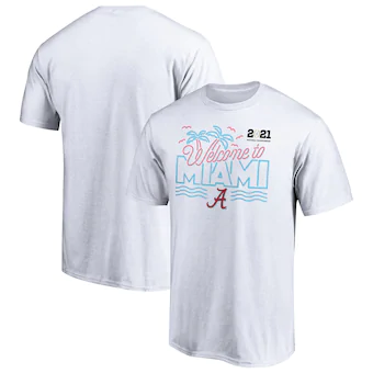 Alabama Crimson Tide T-Shirt - Fanatics Brand - 2021 Welcome To Miami - Football - Beach - White