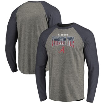 Alabama Crimson Tide T-Shirt - Fanatics Brand - USA Flag - Raglan/Baseball - Long Sleeve - Grey